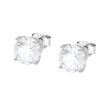 Orecchini Punto Luce Tondo con Zircone Bianco mm 7 in ARGENTO 925 Galvanica Rodio - Milano 7 Arte e Design