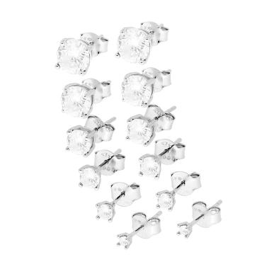 Orecchini Punto Luce Tondo mm 2/3/4/5/6/7 con Zircone Bianco in ARGENTO 925 Galvanica Rodio - Milano 7 Arte e Design