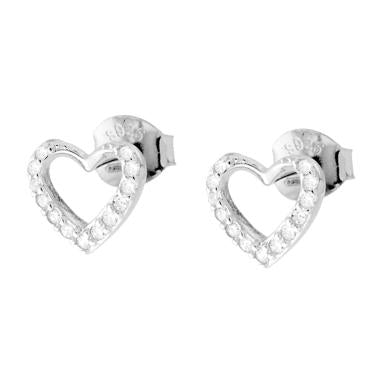Orecchini Cuore con Zirconi Bianchi in ARGENTO 925 Galvanica Rodio - Milano 7 Arte e Design