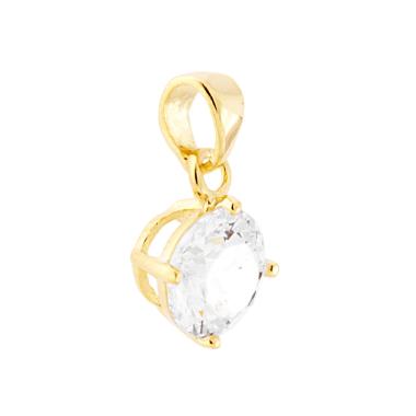 Ciondolo Punto Luce 4 Griffe con Zircone Bianco Tondo mm 7 in ARGENTO 925 Galvanica Oro - Milano 7 Arte e Design