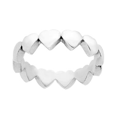 Anello Eternity Fascia con Cuori a giro in ARGENTO 925 Galvanica Rodio - Milano 7 Arte e Design