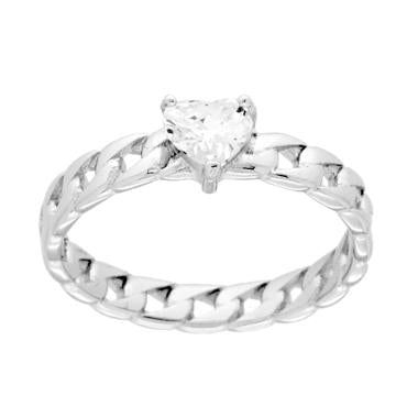 Anello Solitario con Cubic Zirconia Bianco e catena in ARGENTO 925 Galvanica Rodio - Milano 7 Arte e Design