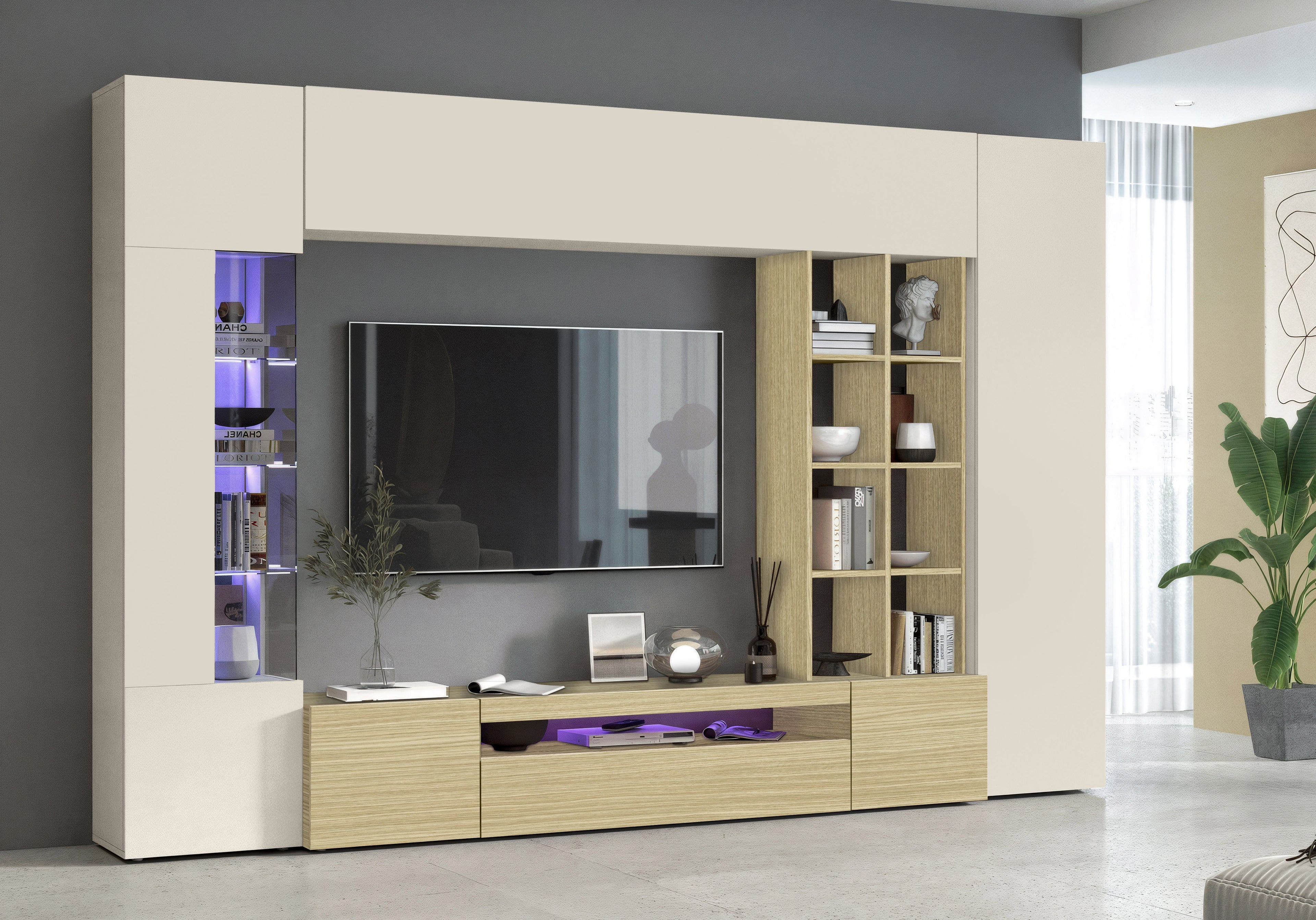 Soggiorno EGYPT con 1 vetrina e 1 libreria