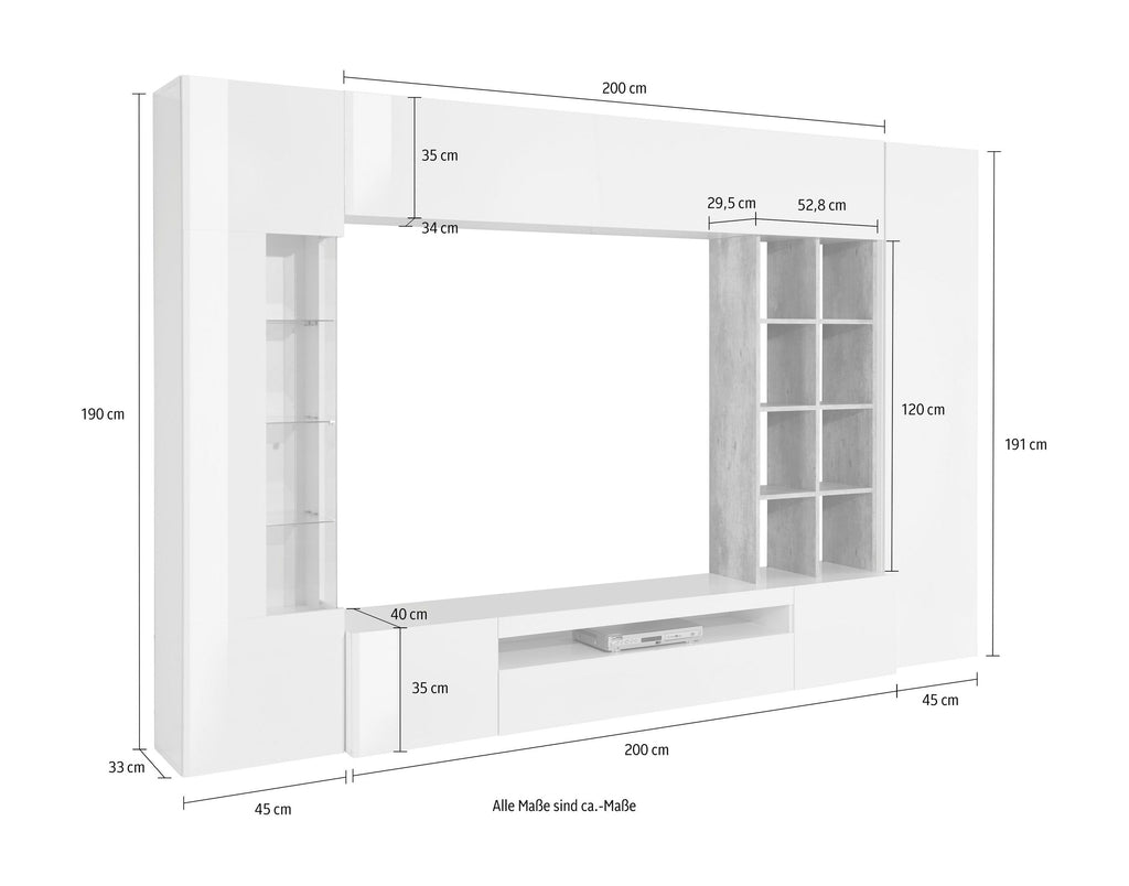 Soggiorno EGYPT con 1 vetrina e 1 libreria