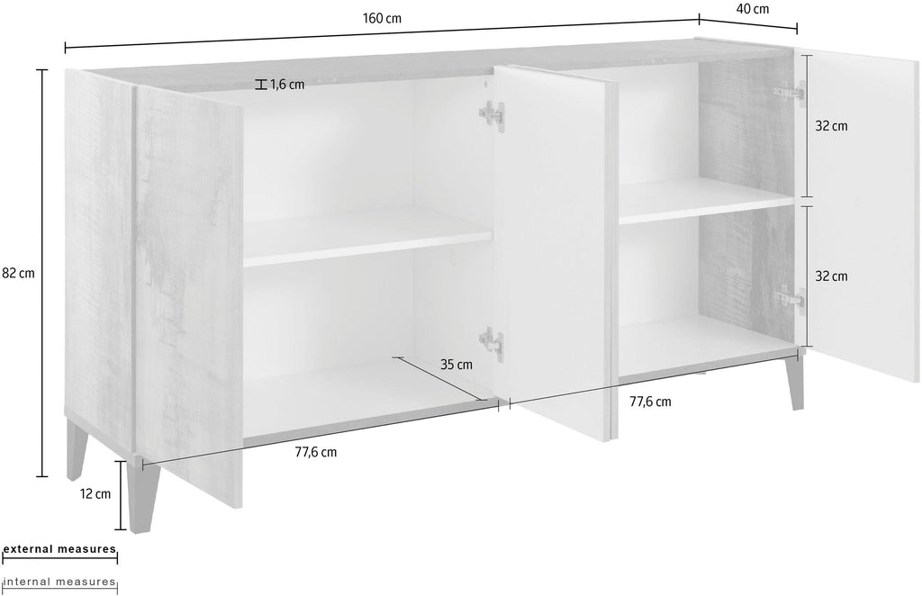 Credenza SUNRISE 4 ante da 160 cm - Milano 7 Arte e Design