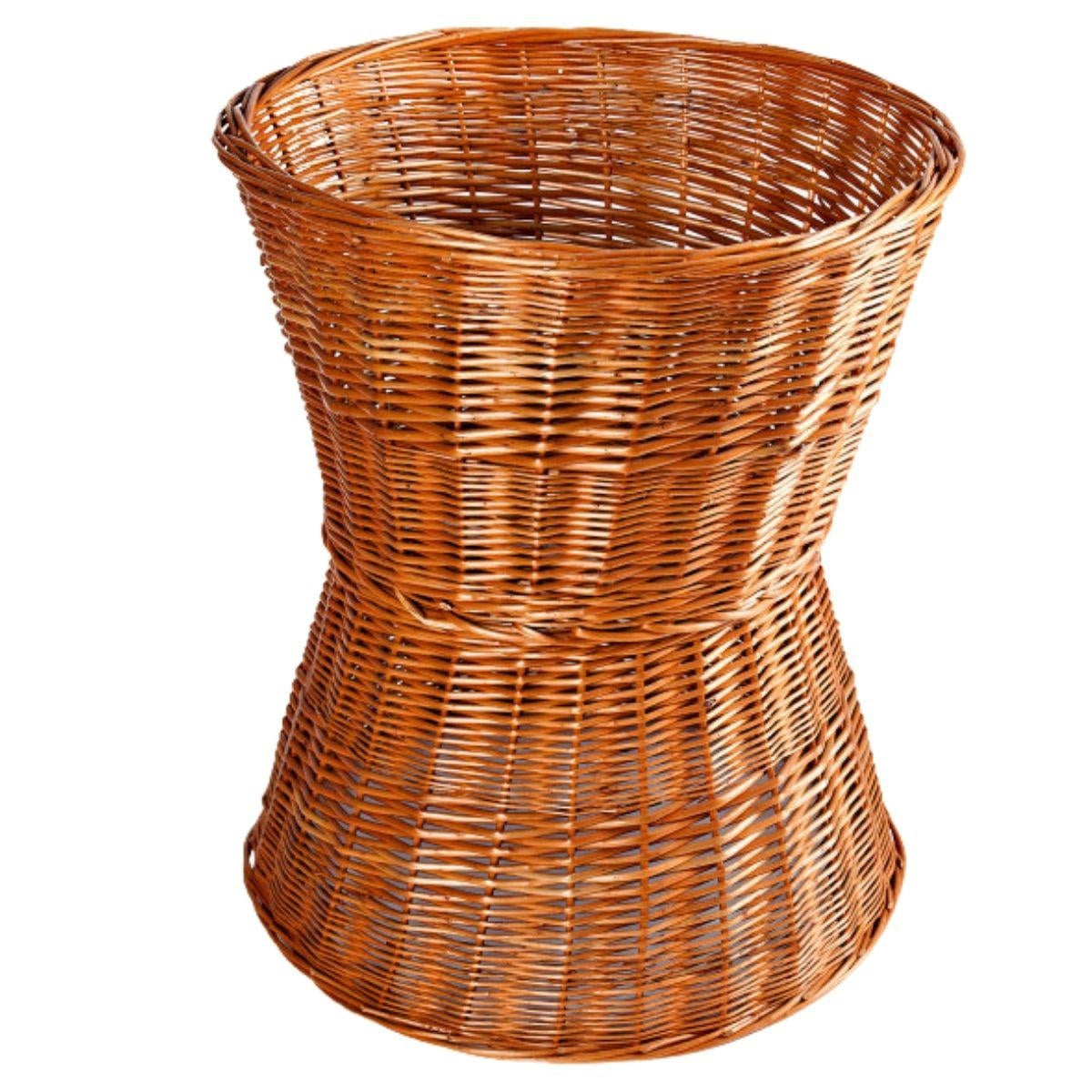 Cesto espositore a clessidra in vimini rosso Ø60H70