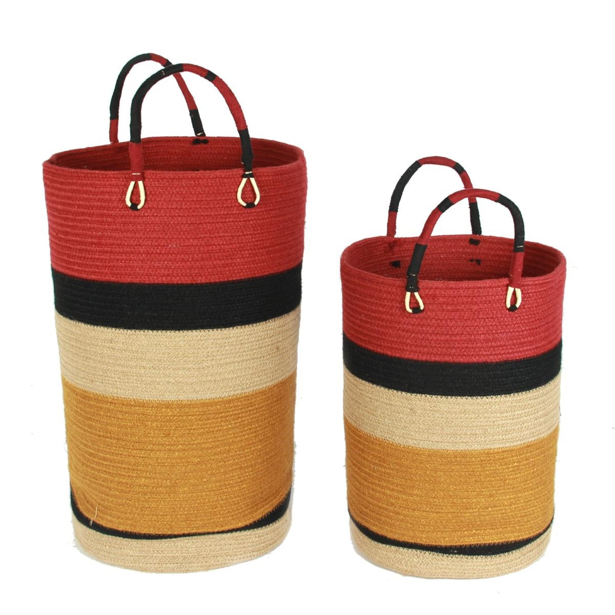 Cesto in juta multicolore Ø35H58 in set di 2
