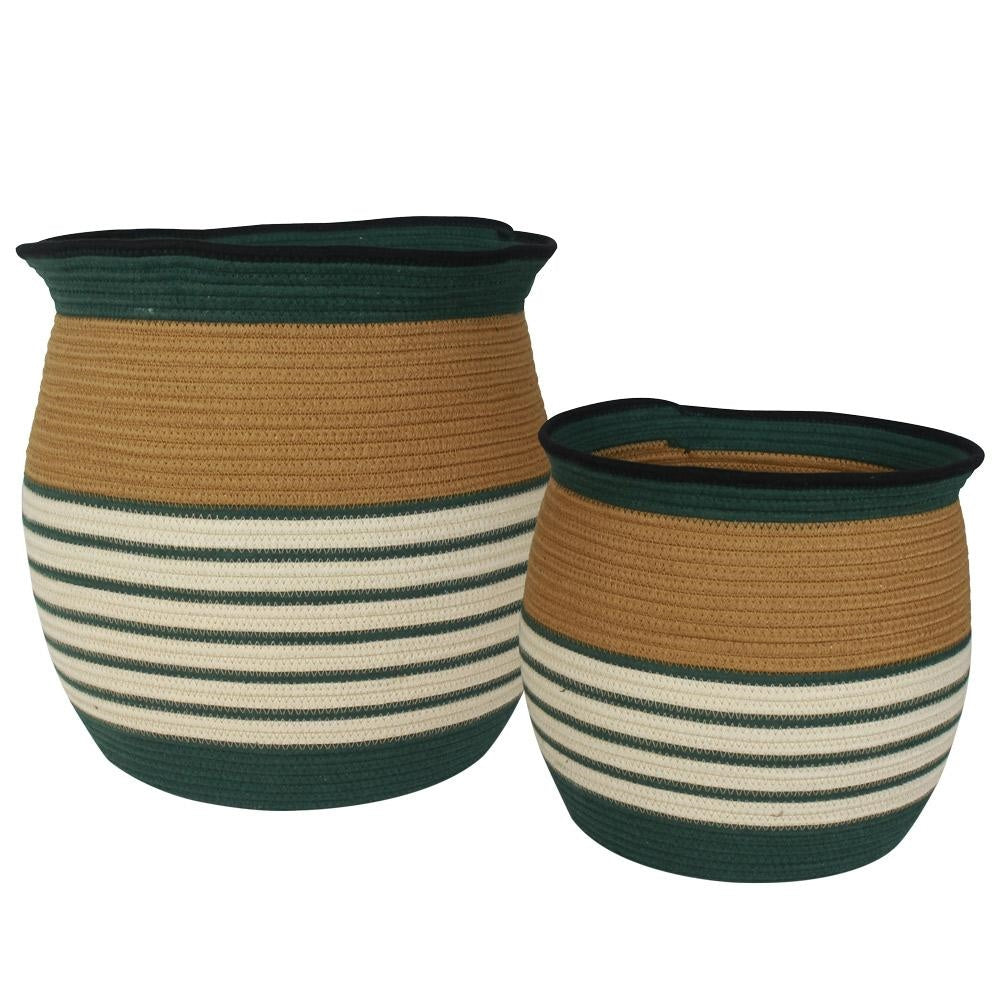 Cesto in cotone ocra Ø45H35 in set di 2