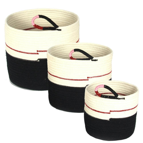 Cesto in cotone bicolore Ø29H26 in set di 3 - Milano 7 Arte e Design