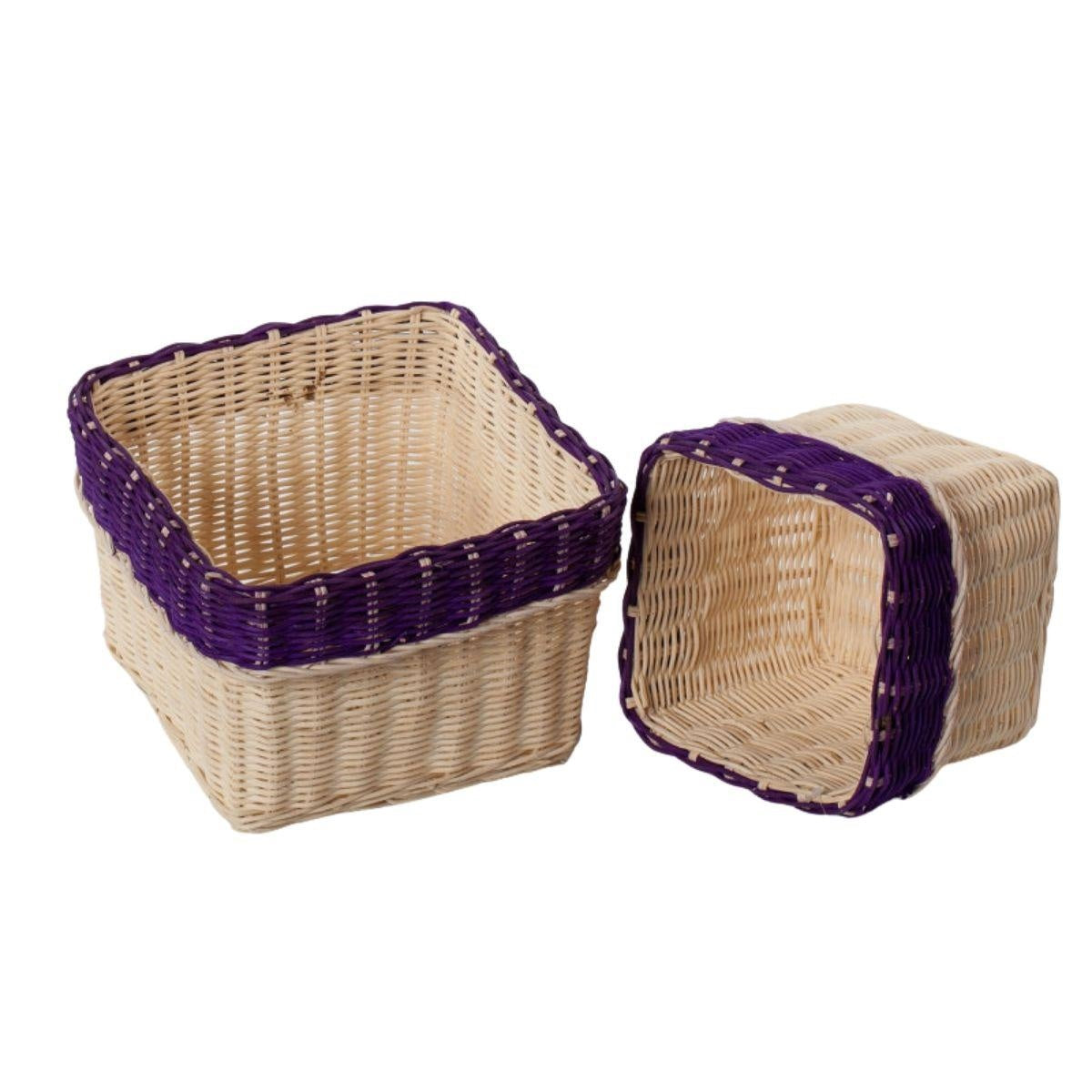 Cesto quadrato in midollino 22x22H15 in set di 2