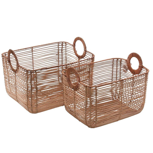 Cesta in rattan 42X33H26 in set di 2 - Milano 7 Arte e Design