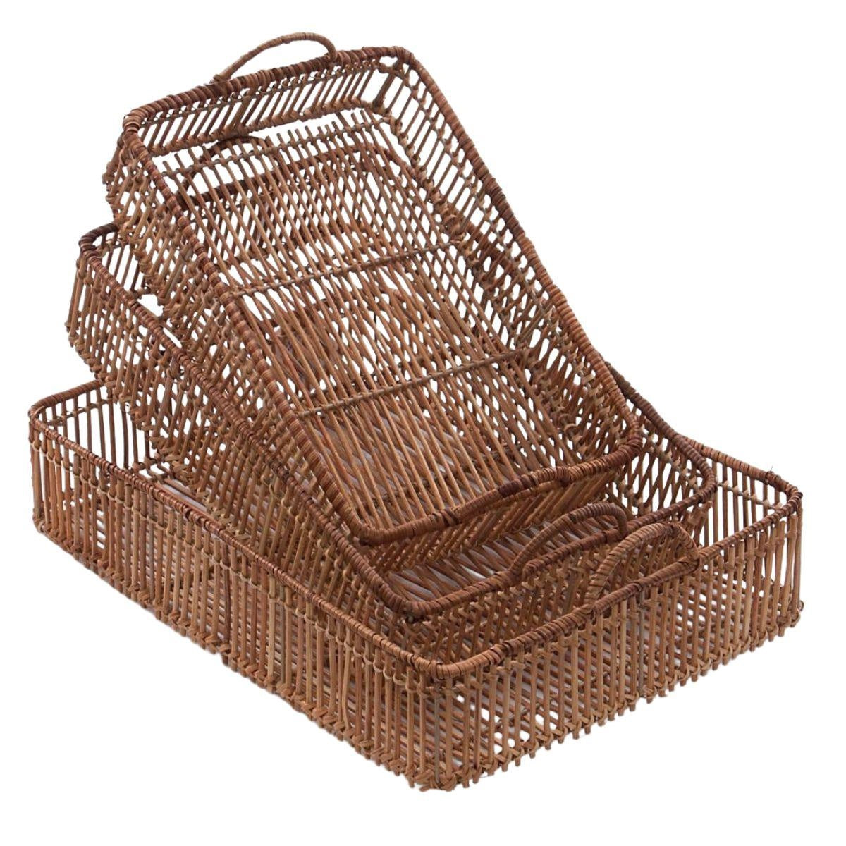 Vassoio in rattan naturale 50X35H13 in set di 3