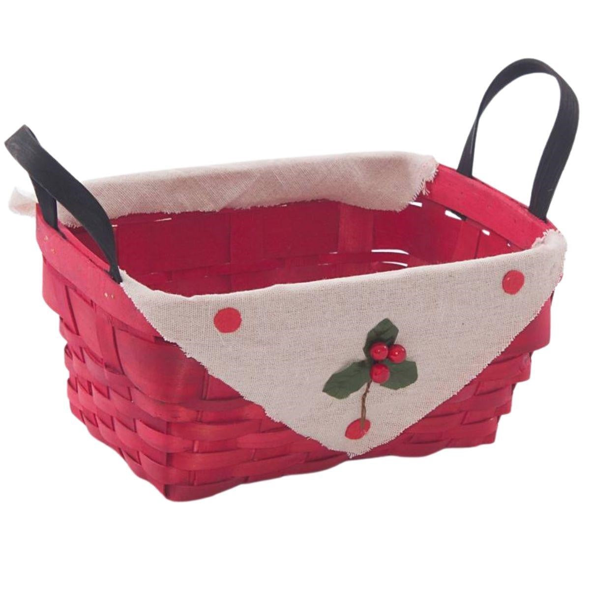 Cestino natalizio agrifoglio 25X20H13