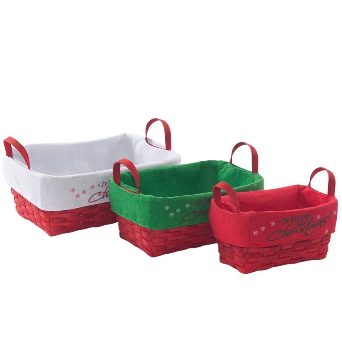 Cesto in pioppo con fodera 31x23H13 in set di 3