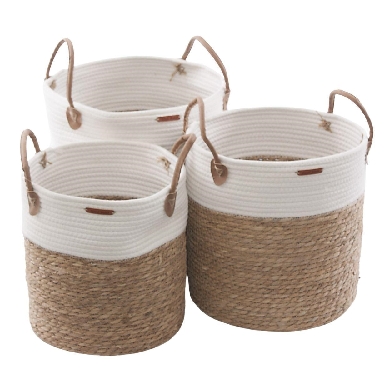 Cesto seagrass e cotone Ø37H37 in set di 3