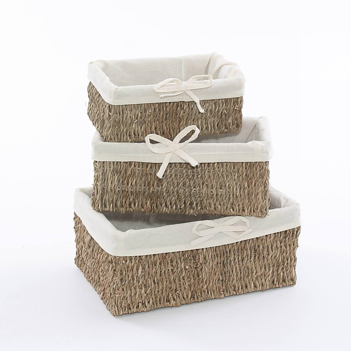 Cestino in cordoncino con fodera 28X19H12 in set di 3 - Milano 7 Arte e Design