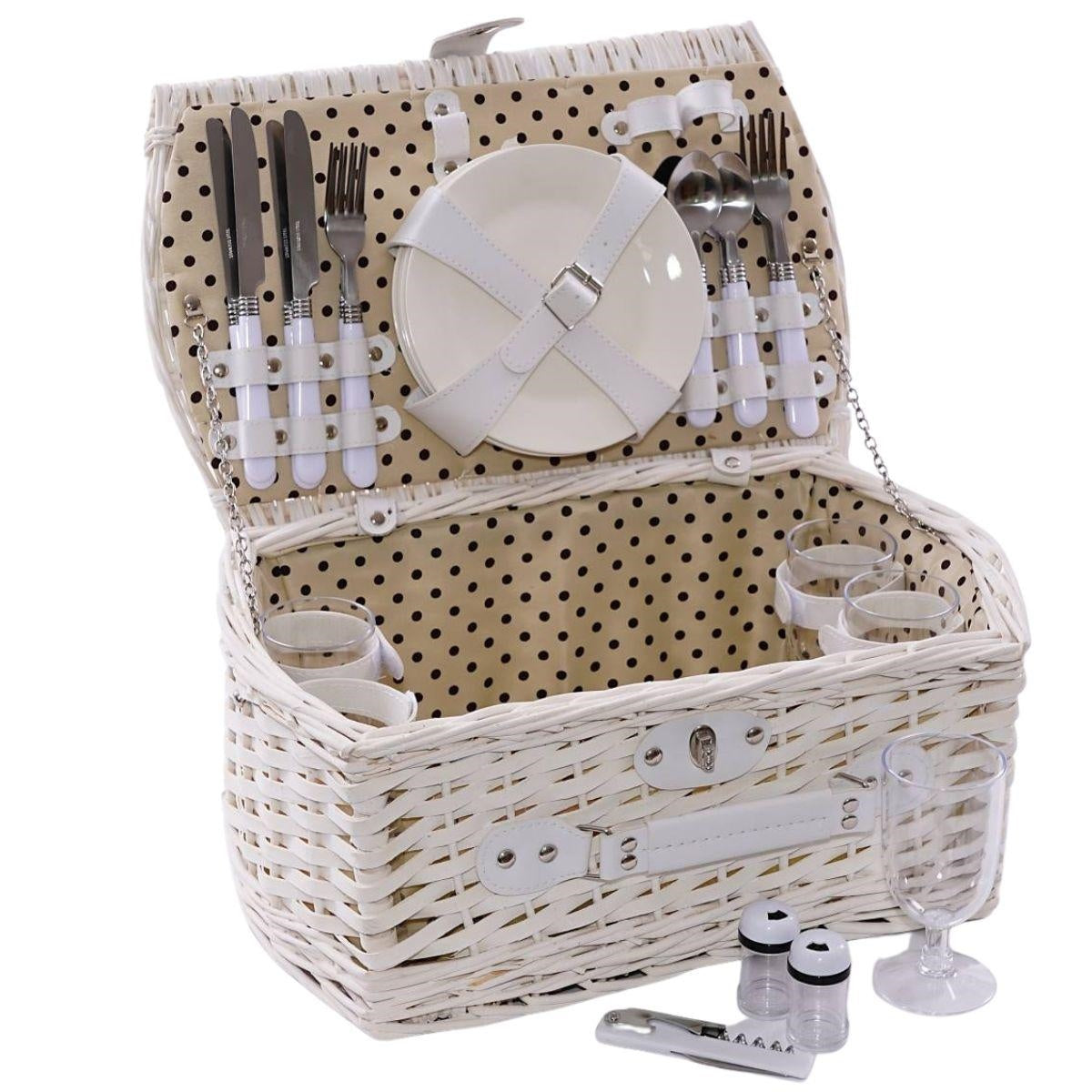Cesto da picnic in vimini bianco 44X24H19 - Milano 7 Arte e Design