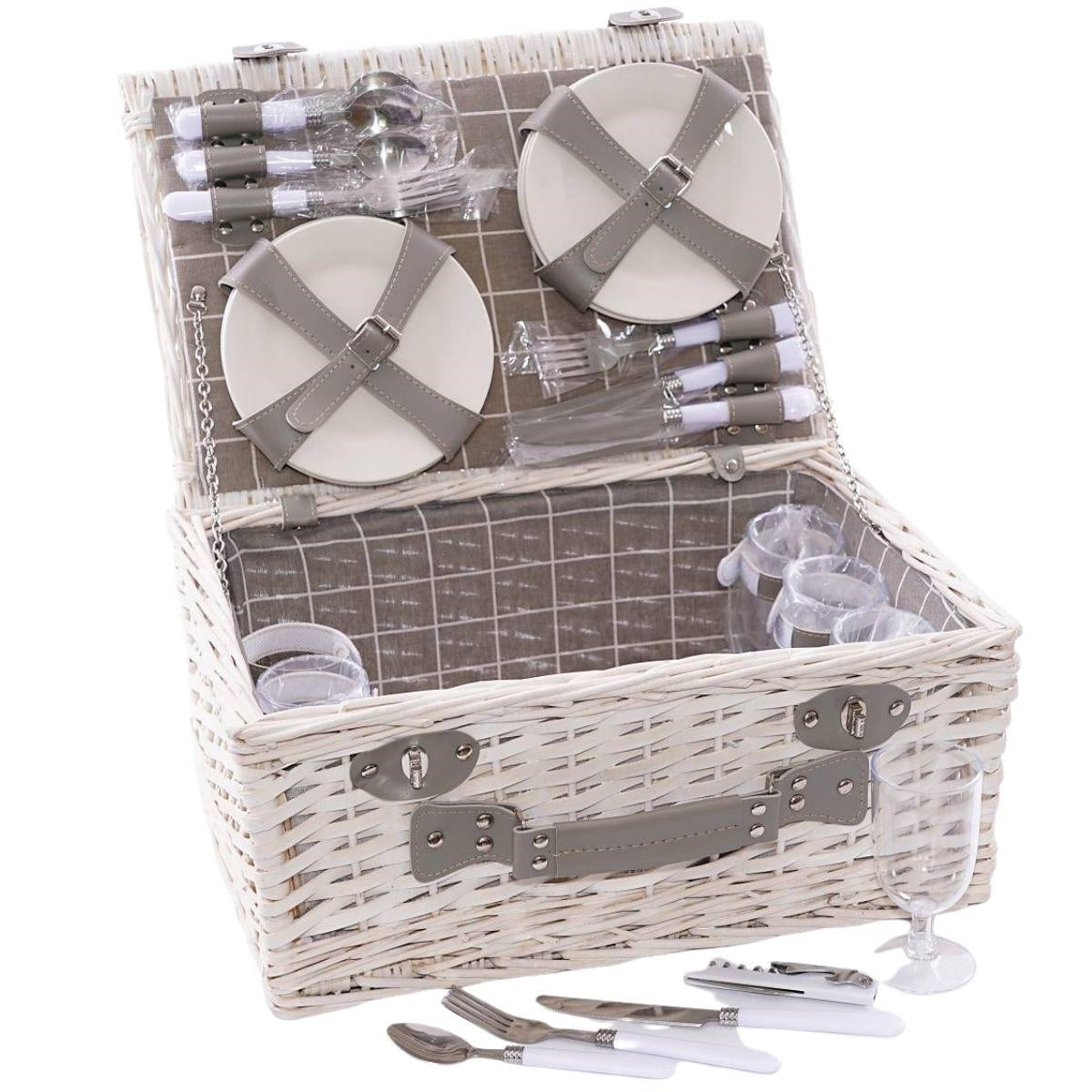 Cesto da picnic in vimini sbiancato 46X33H21 - Milano 7 Arte e Design