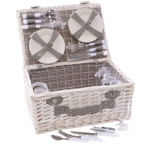 Cesto da picnic in vimini sbiancato 46X33H21 - Milano 7 Arte e Design