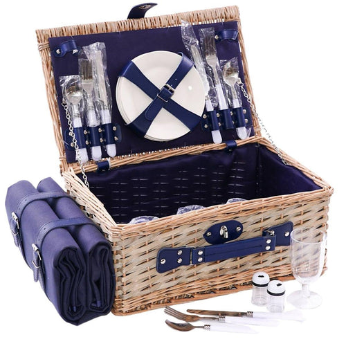 Cesto da picnic in vimini blu 44X30H20 - Milano 7 Arte e Design