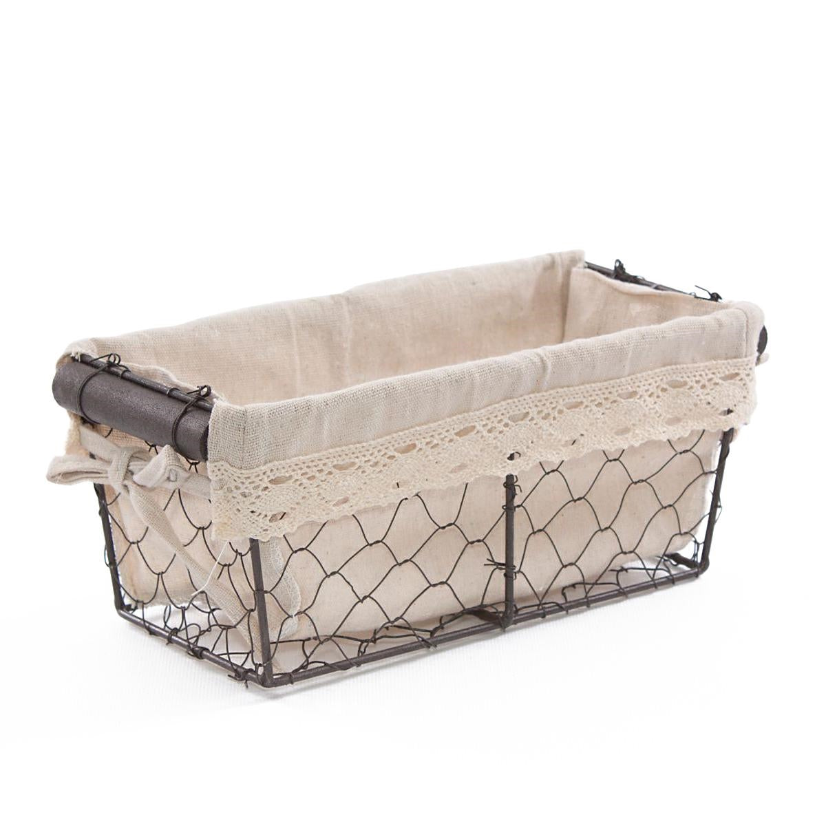 Cesto a rete in metallo con fodera 25X12H11