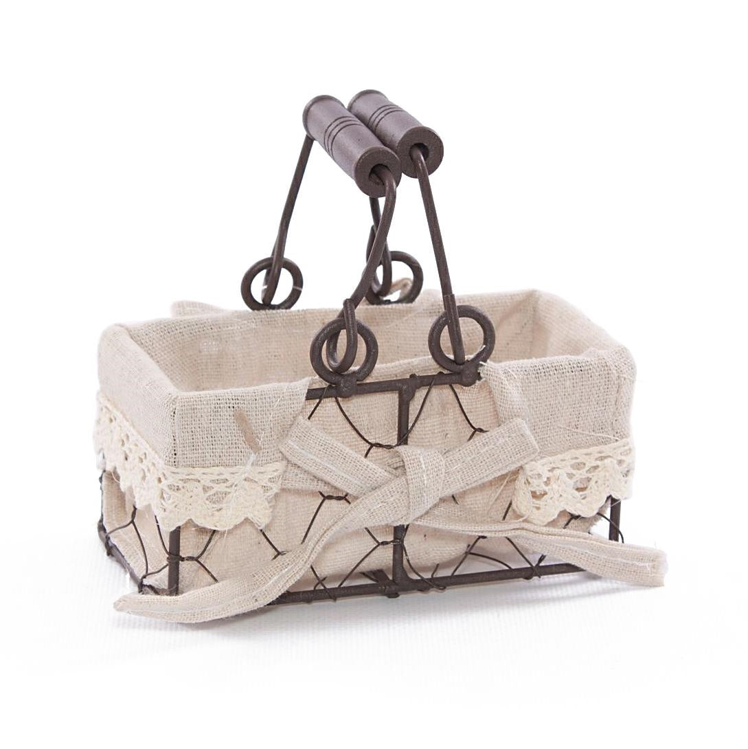 Cesto a rete in metallo con fodera 13X7H6