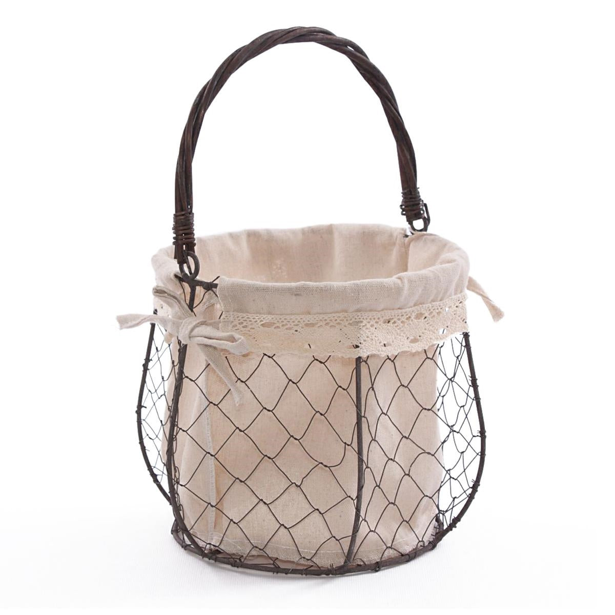 Cesto a rete in metallo con fodera Ø20H18