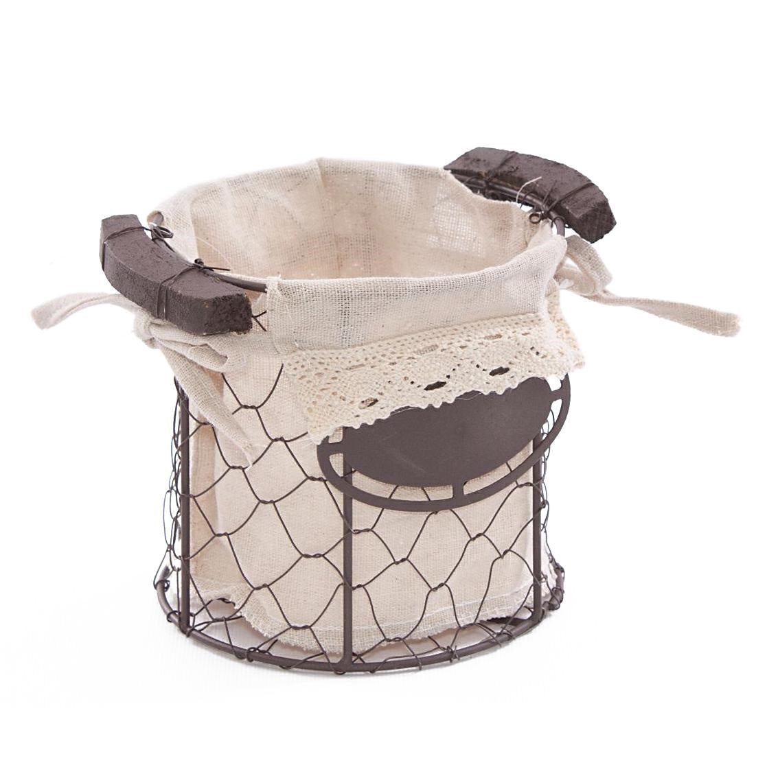 Cesto a rete in metallo con fodera Ø14H13