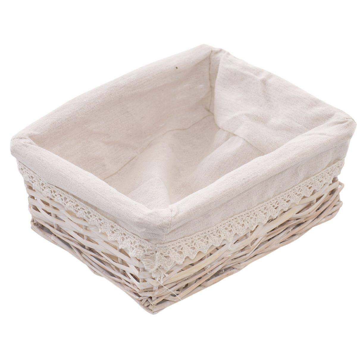 Cesto rettangolare in vimini bianco 25X20H9