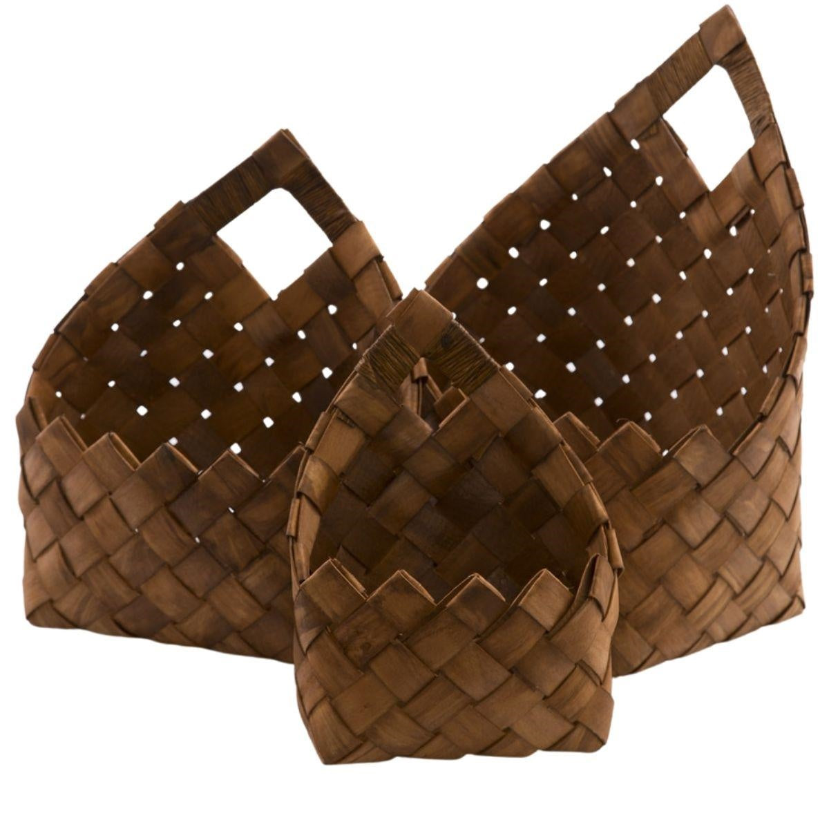 Cesto in pioppo scuro 24X15H35 in set di 3