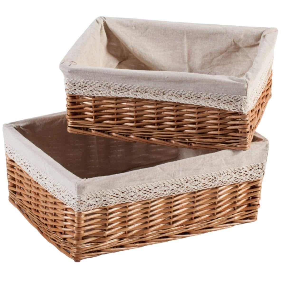 Cesto in vimini foderato 45X35H18  in set di 2