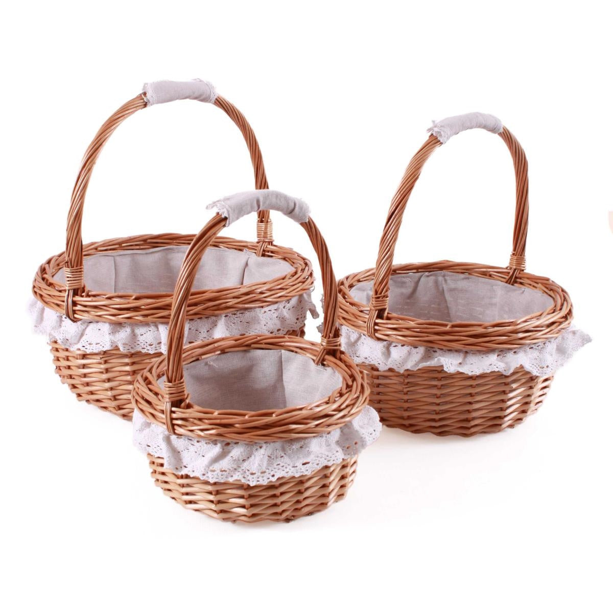 Cesto rotondo foderato Ø36H40 in set di 3