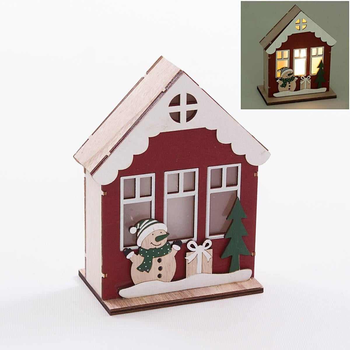 Cassetta rossa in compensato con led 12X7H15