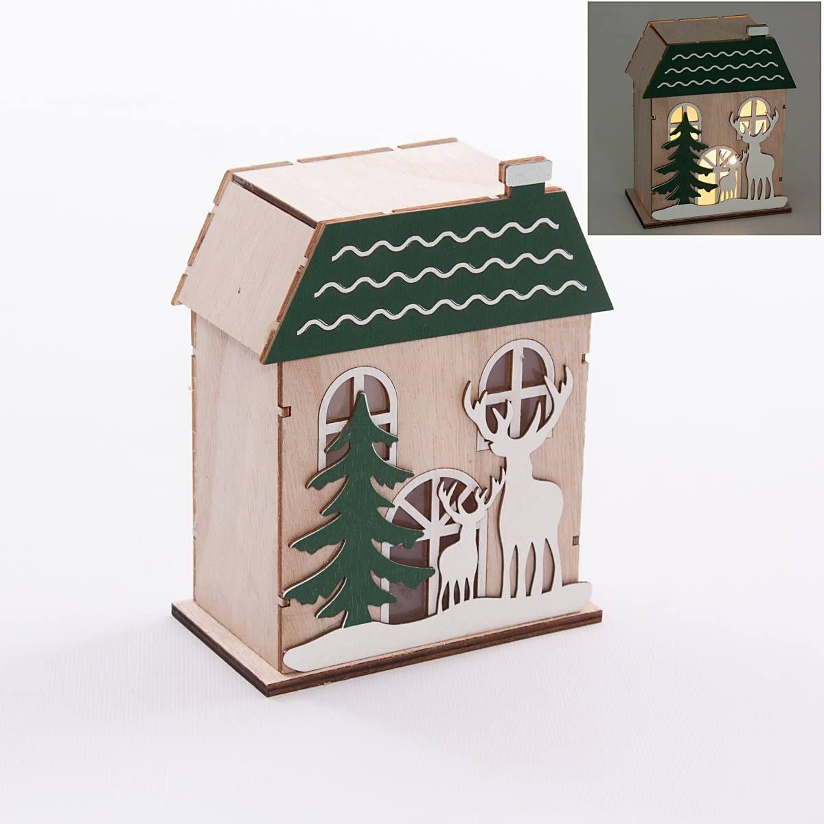 Cassetta verde in compensato con led 12X7H15