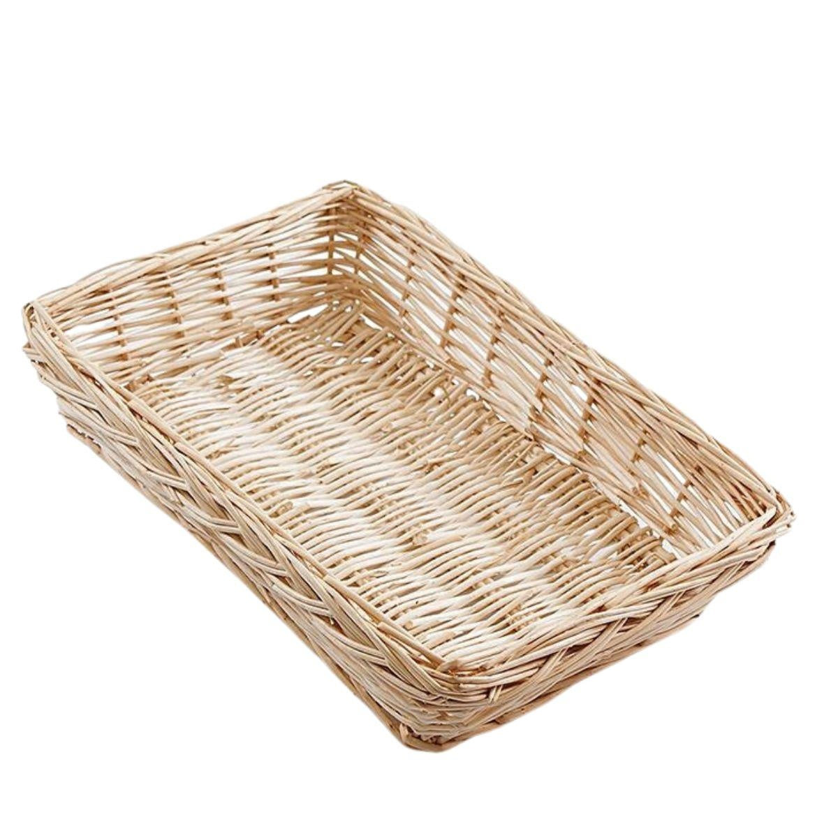 Vassoio in vimini bianco 33X25H7