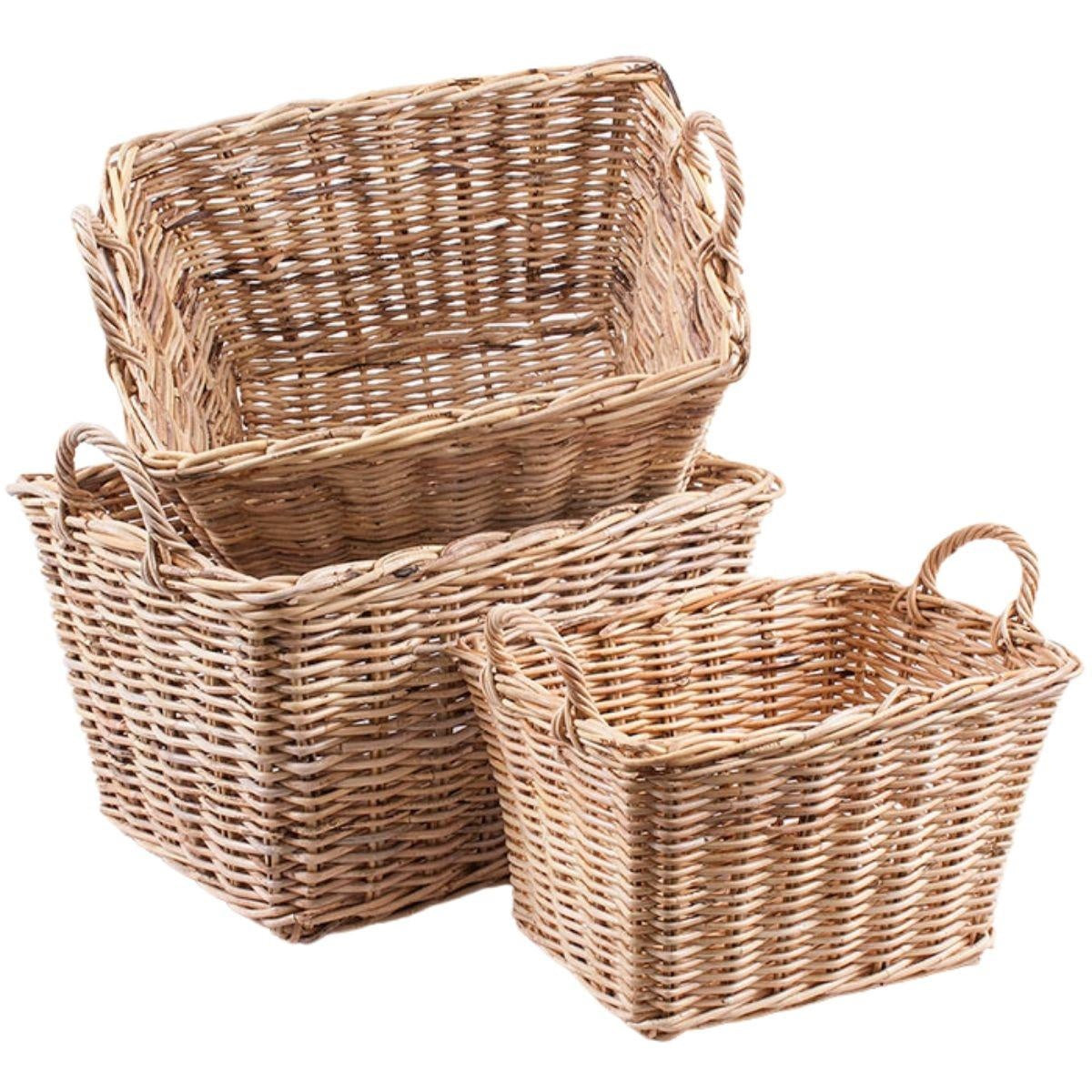 Cesta rettangolare in giunco 63X46H36 in set di 3 - Milano 7 Arte e Design
