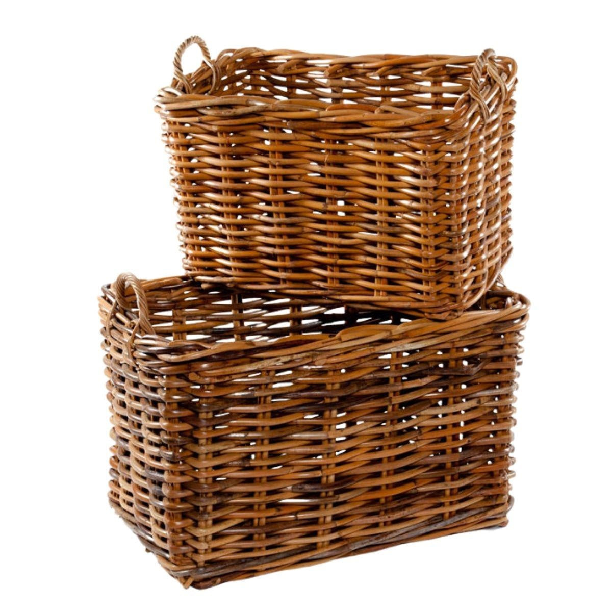 Cesto portalegna in giunco 90X58H55 in set di 2