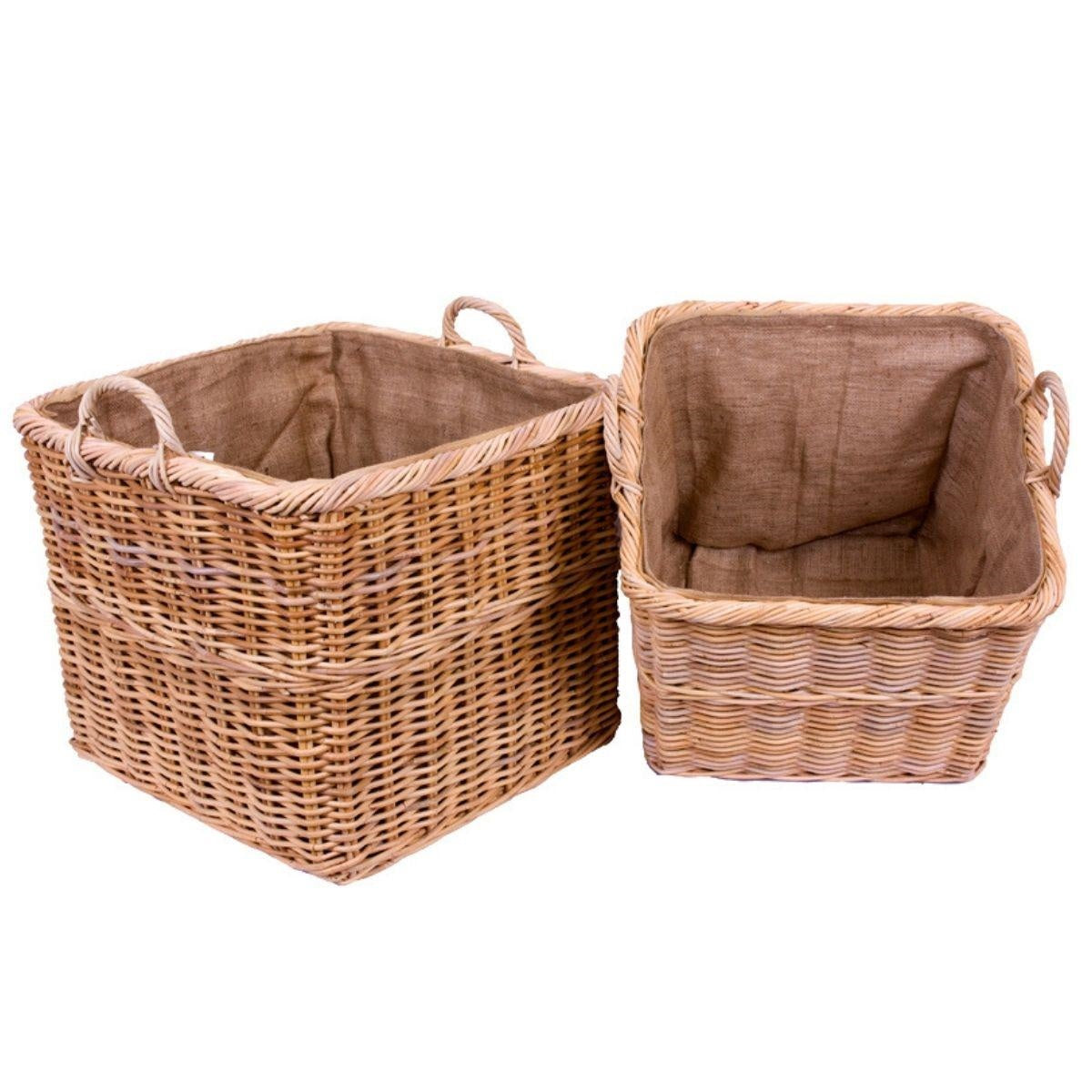 Cesto portalegna in giunco naturale 60X60H50 in set di 2