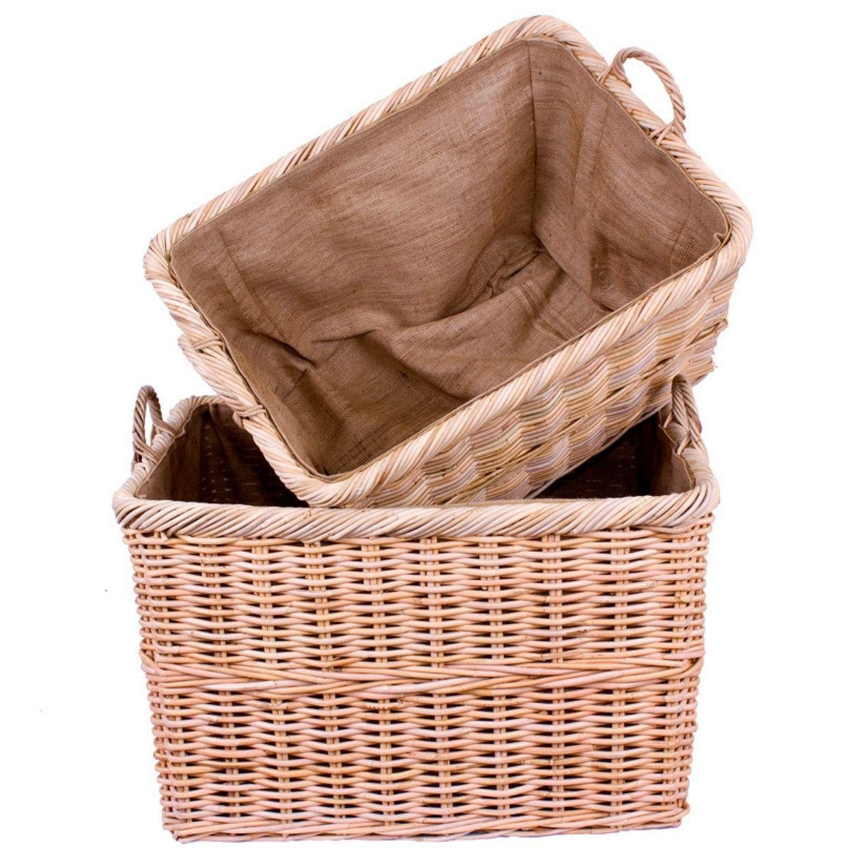 Cesto portalegna in giunco naturale 80X60H50 in set di 2