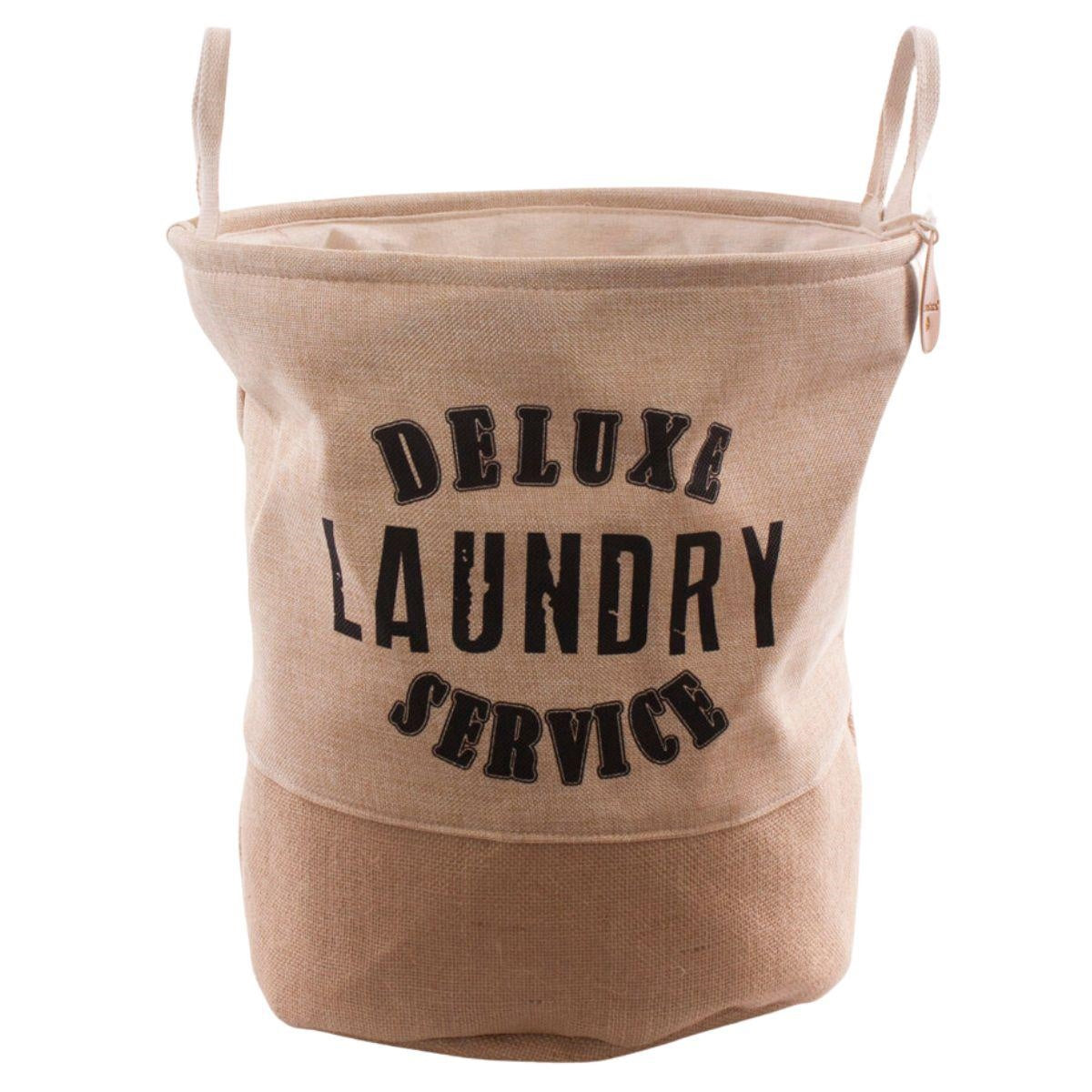 Portabiancheria in tessuto beige Ø42H45