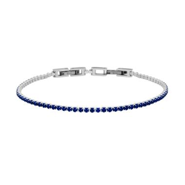 Bracciale Tennis Griffe cm 17-20 con Crystal mm 2 Blu Zaffiro regolabile in ACCIAIO