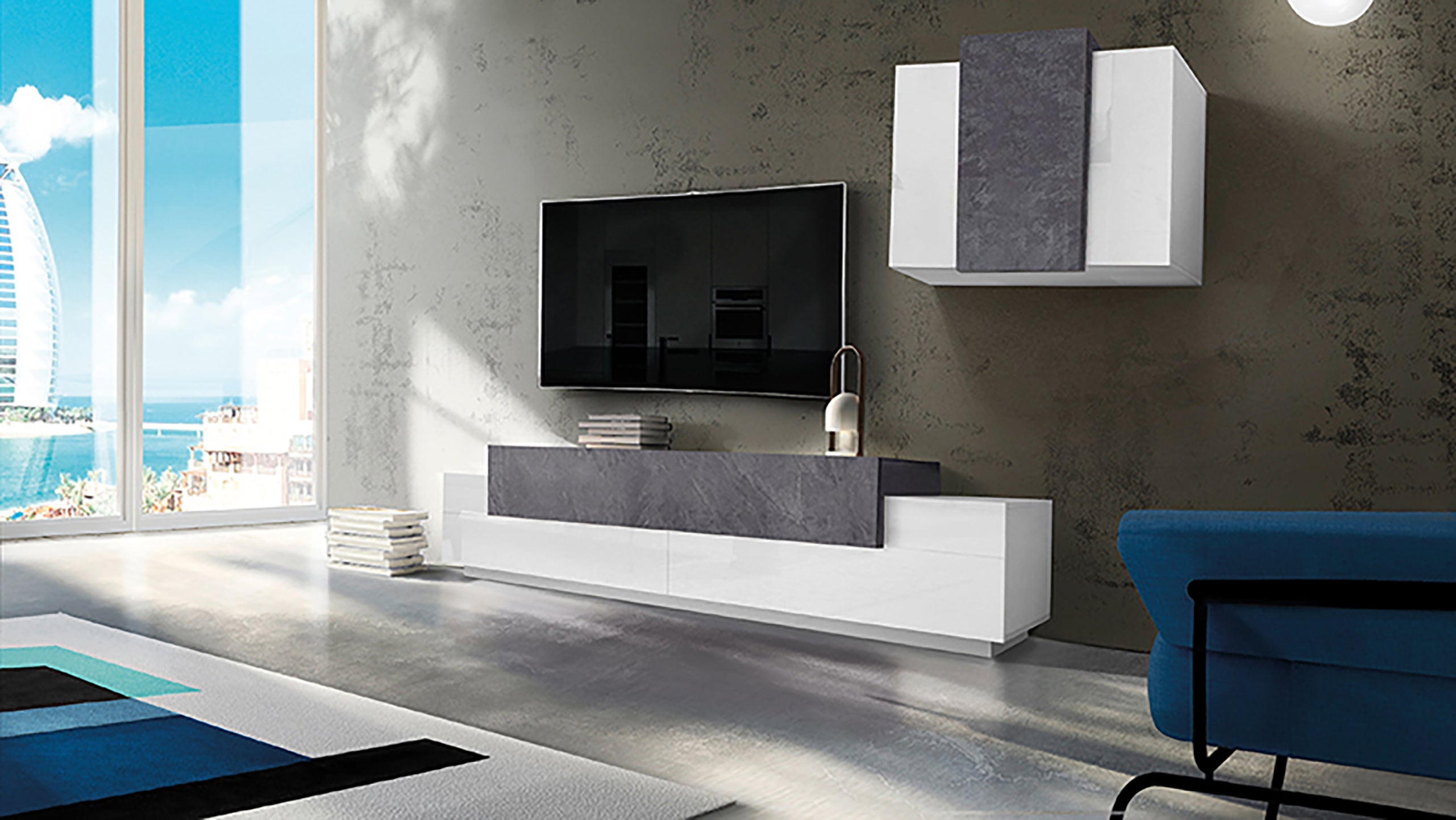 Soggiorno-CORO-con-porta-TV-+-pensile-28 - Milano 7 Arte e Design