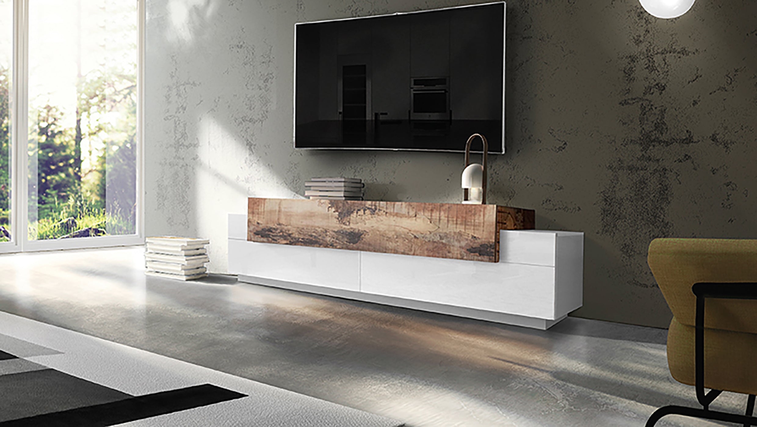 Porta tv CORO 200 cm 3 ante a ribalta - Milano 7 Arte e Design