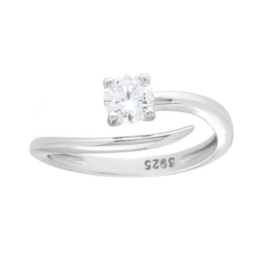 Anello Solitario con Cubic Zirconia Bianchi mm 5 in ARGENTO 925 Galvanica Rodio - Milano 7 Arte e Design