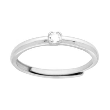 Anello Solitario con Cubic Zirconia Bianco mm 2.5 in ARGENTO 925 Galvanica Rodio - Milano 7 Arte e Design