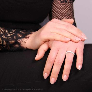 Anello Solitario con Cubic Zirconia Bianco mm 2.5 in ARGENTO 925 Galvanica Rodio