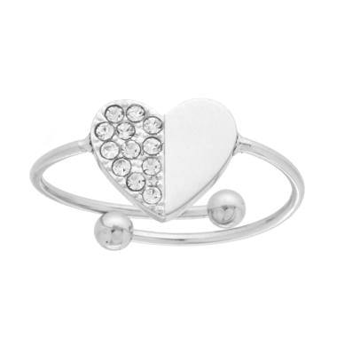 Anello Cuore con Crystal Bianchi in ACCIAIO - Milano 7 Arte e Design