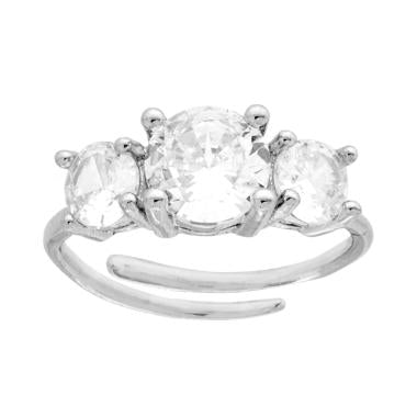 Anello Trilogy con Crystal Bianchi in ACCIAIO - Milano 7 Arte e Design