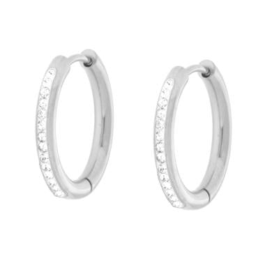 Orecchini Cerchio mm 19 con Crystal Bianchi in ACCIAIO - Milano 7 Arte e Design