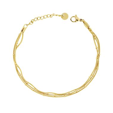 Bracciale tre fili Catena Coda di Topo in ACCIAIO colore Oro - Milano 7 Arte e Design
